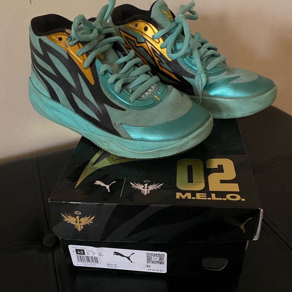 Puma Teal and Gold Sneakers